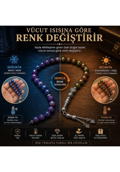 His Taşı Vücut Isısına Göre Renk Değiştiren Tesbih Doğal Taş Bukalemun Tesbih Özel Kesim, El Yapımı, Şık Hediyelik Pembe His Taşı Vücut Isısına Göre Renk Değiştiren Tesbih Doğal Taş Bukalemun Tesbih Özel Kesim, El Yapımı, Şık Hediyelik Pembe