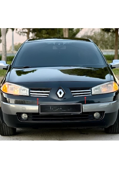 Renault Megane 2 Krom Aksesuar Seti 2 Parça Paslanmaz Çelik Sedan Cam Çıtası + Ön Panjur