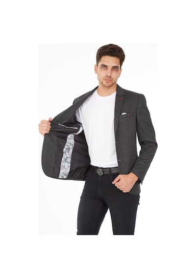 Sposo 5112  Dar Kalıp Örme Kumaş Siyah Erkek Blazer Ceket Siyah