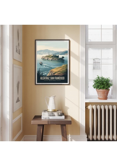 Alcatraz Adası'na Ait Eski Bir Seyahat Posteri San Francisco Duvar Sanatı