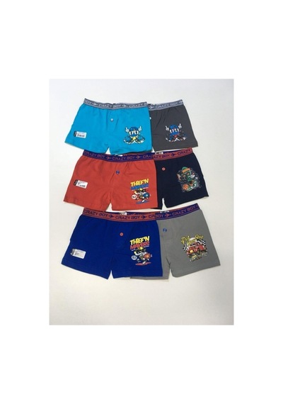 6 Lı Paket Tutku Erkek Çocuk Elastan Pamuk Baskılı Boxer 0253 Çok Renkli
