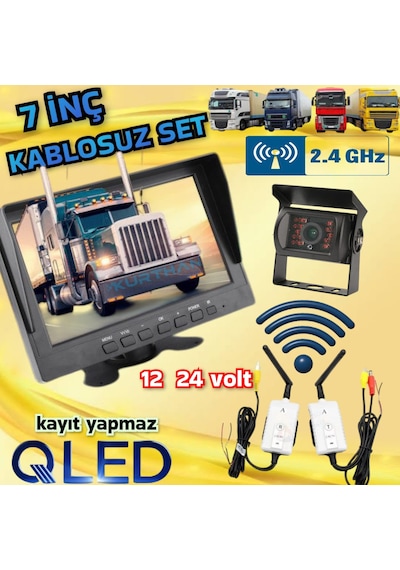 Kablosuz 7 İnç Monitör Metal Kasa Kamera Set Kayıt Yapmaz 12 24 V