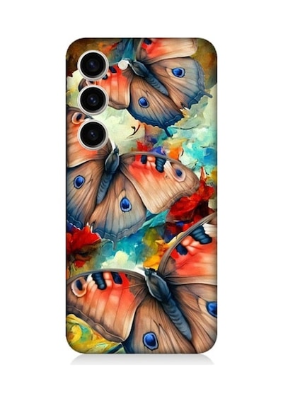 Samsung Galaxy S23 Uyumlu Soft Renkli Kelebekler Desenli Silikon Kılıf