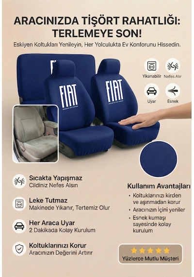 Fiat / Tofaş Serçe İle Uyumlu Servis Amaçlı Koltuk Kılıfı Penye Yapı Lacivert