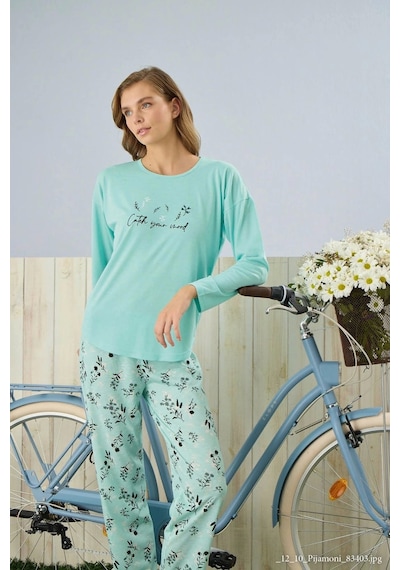 Pijamoni Polyviskon Uzun Kollu A. Yeşil Pijama Takımı - 7300 Açık Yeşil Pijamoni Polyviskon Uzun Kollu A. Yeşil Pijama Takımı - 7300 Açık Yeşil