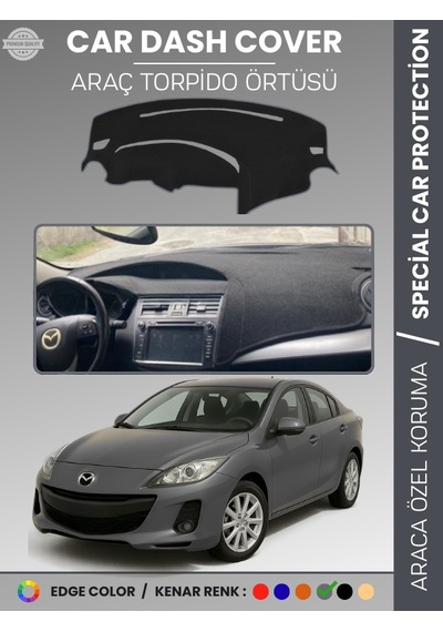Mazda 3 2009-2013 Torpido Örtüsü Panel Halısı Koruma Torpido Koruma Araca Özel Kaymaz Kolay Montaj - 485 Stiloto