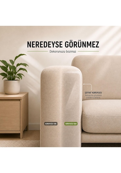 Ayrex 5 Adet Kedi Koltuk Tırmalama Koruyucu 20x50 Cm Şeffaf Yapışkanlı Mobilya Tırmalama Önleyici Bandı Bej Tek