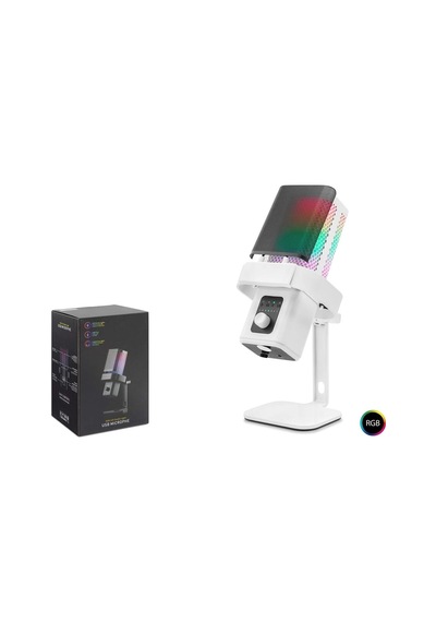 Hadron M6w Gaming Rgb Masaüstü Mikrofon Type-c 192khz 24bit Beyaz Kdo