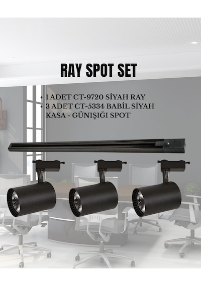 Cata Babil Ray Spot Set 3 Adet Ct-5334 Siyah Kasa Günışığı Spot + 1 Adet Ct-9720 Ray