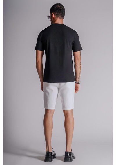 Braccas Erkek Yandan Cepli Klasik Bel Relaxed Fit Chino Şort Beyaz Beyaz