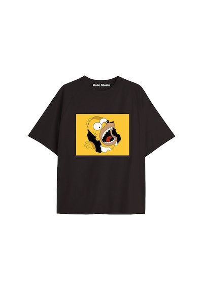 Kalic Studio Y2k Vintage Simpson Baskılı Siyah T-shirt Kod 296 Siyah-296