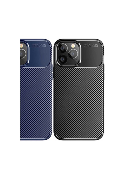 Apple Uyumlu iPhone 14 Pro Max Kılıf Karbon Görünümlü Silikon Kamera Korumalı Üstün Koruma Celikaksesuar Lacivert