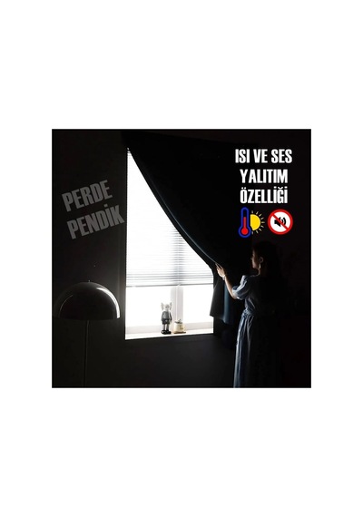 Siyah Kalın Kumaş Karartma Blackout Fon Perde Pilesiz Düz Dikim Tek Parça En X Boy Siyah