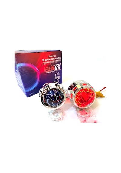 Femex Bi-Xenon Bal Petek Desenli Far İçi Mercek 2.5 Inc Kırmızı