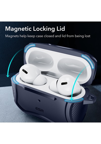 Apple AirPods Uyumlu Pro / Pro 2 Kılıf - Cyber Armor Tough Halolock Magsafe Kılıf Lacivert