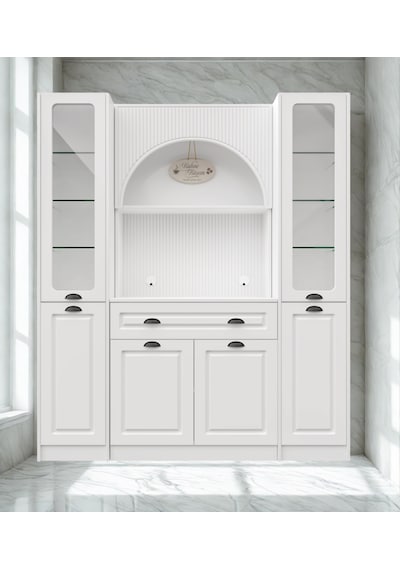 Lureo Nera Arch Maxi Kahve Köşesi Led Aydınlatmalı, Cam Vitrinli, Komple Mdf Premium Kahve Ünitesi Beyaz Lureo Nera Arch Maxi Kahve Köşesi Led Aydınlatmalı, Cam Vitrinli, Komple Mdf Premium Kahve Ünitesi Beyaz