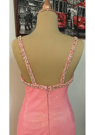 Chica Rosa Fashion Swarowski Taş, İnci Ve Boncuk İşlemeli Pembe Elbise Pearl