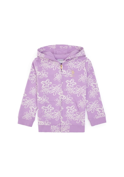 U.S. Polo Assn. Kız Çocuk Lila Kapüşonlu Fermuarlı Çiçekli Sweatshirt 50317959-VR034