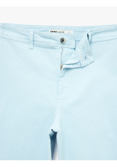 Koton Normal Bel Rahat Kalıp Kesik Paça Jean Pantolon - Culoette Jean Mavi 6sal40004mw