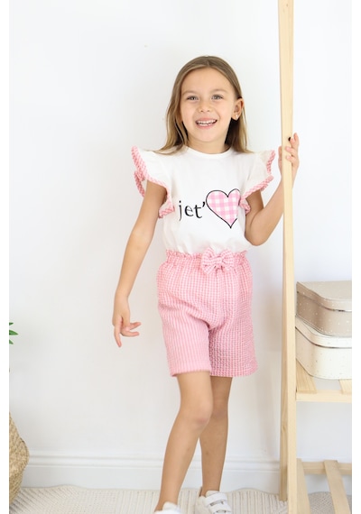 Miababy Jet Love Baskılı İkili Takım Pembe