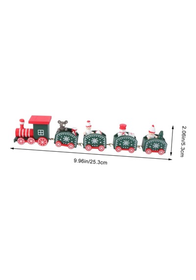 Yılbaşı New Year Ahşap Tren Dekor Süs Yeşil Renk