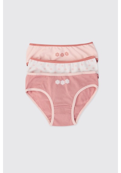 Panço Kız Çocuk Pudra 3'lü Slip Çamaşır 2612gk14008 Pembe