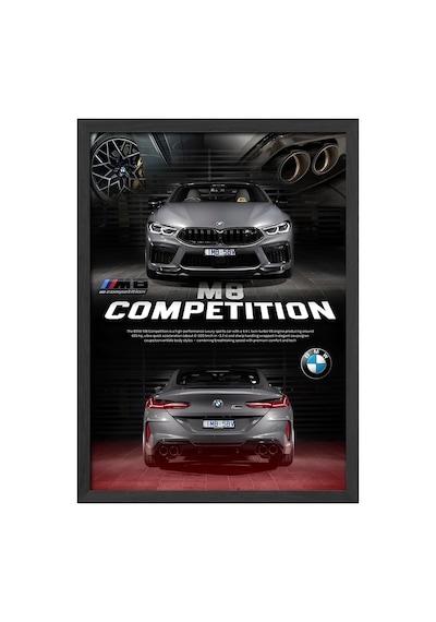 Bmw M8 Competition Araba Siyah Ahşap Çerçeveli Poster, Dekoratif Duvar Tablosu