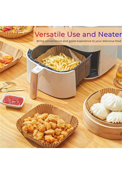 Mıopen Sıcak Hava Fritözleri İçin Fırın Kağıdı, 100 Adet Airfryer Pişirme Kağıdı, Yapışmaz, Yağa Dayanık