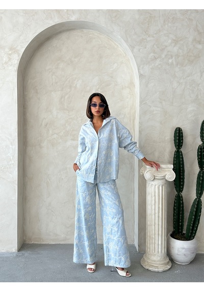 Verymoda Nakışlı Gömlek F1951 Mavi