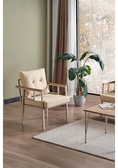 Saye Metal Bahçe Balkon Oturma Takımı 2+1+1+orta Sehpa Cappuccino Cappuccino