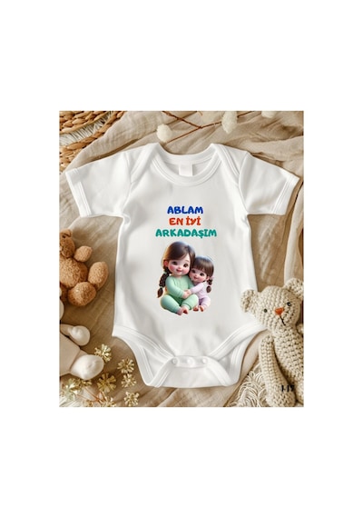 Lupi Ablam En İyi Arkadaşım Yazılı Kız Kardeşler Zıbın ekru