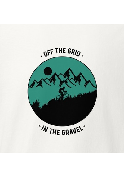 Wildstyle Off The Grid Gravel Dağ Bisikleti Doğa Macera Baskılı Unisex Bisiklet Yaka Pamuklu Tişört Beyaz