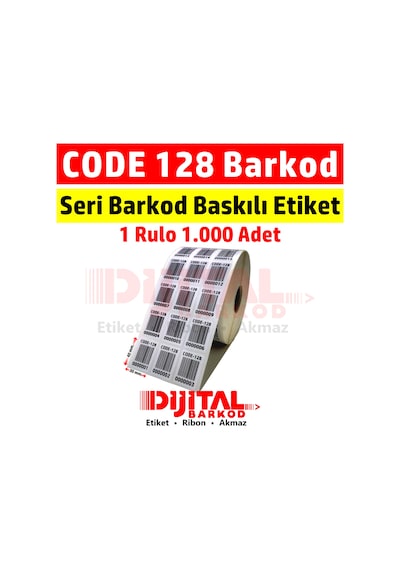 Code 128 Barkod Baskılı Seri Numaralı Etiket Gs1 Barcode/1000Ad.