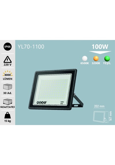 100w Ultra Slim Led Projektör 6500k
