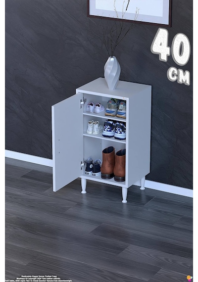 Bulut Ayakkabılık - Kapaklı 2 Raf 3 Bölmeli Dar Alanlar İçin Çok Amaçlı Dolap 40 Cm Beyaz Bulut Ayakkabılık - Kapaklı 2 Raf 3 Bölmeli Dar Alanlar İçin Çok Amaçlı Dolap 40 Cm Beyaz