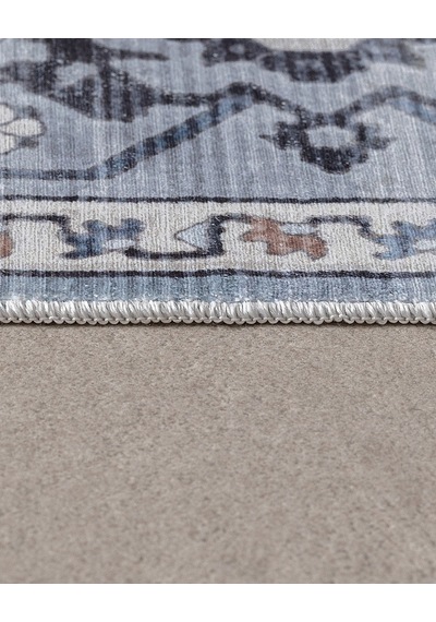 Madame Coco Brenel Shiny Effect İpeksi Kadife Halı - Mavi - 80x300 Cm 8684427223628 Çok Renkli