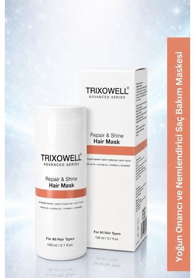 Trixowell Advanced Series Repair & Shine Yoğun Onarıcı Ve Nemlendirici Saç Bakım Maskesi Argan Yağı, Jojoba Yağı, Vitamin E, Seramid 150 Ml