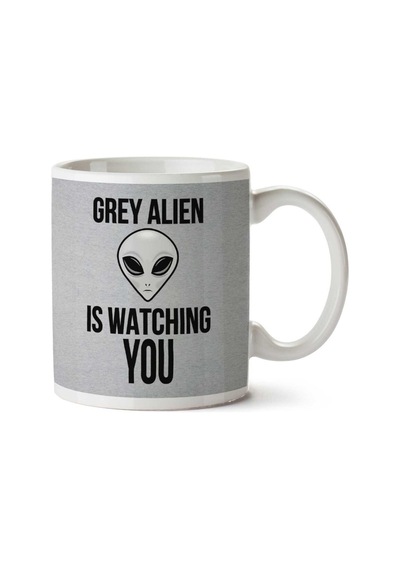 Grey Alien Watching You Men's İki Tarafı Baskılı Kupa Bardak Çok Renkli