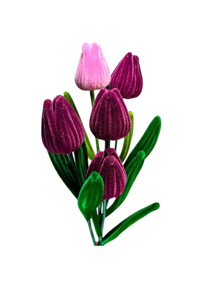 50 Adet Mercan Kırmızısı Şönil, Çiçek Yapımına Uygun Tüylü Tel, 30 Cm 6 Mm