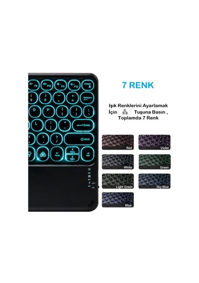 Rgb Işıklı Kablosuz Bluetooth Klavye Mouse Seti Şarjlı Ultra Slim Tablet Telefon Windows Uyumlu Diğer