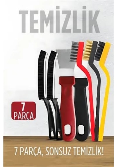 Mey İthalat 7 Parça Çok Amaçlı Temizlik Spatula Ve Fırça Seti 722477
