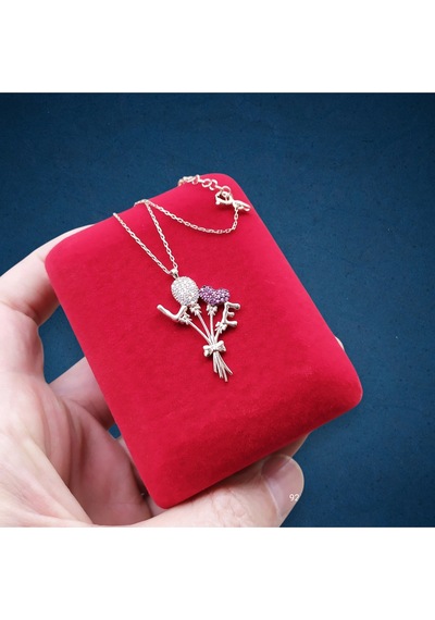 Modahilye 925 Ayar Gümüş Love Tasarım Rose Gold Renk Kolye Rose Gold