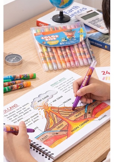 Çevirmeli 24 Lü Mum Boya Uzun 1 Paket Twstable 24 Renk Çevirmeli Mum Boya Pastel Silinebilir Mum Boya Tam Boy Çok Renkli
