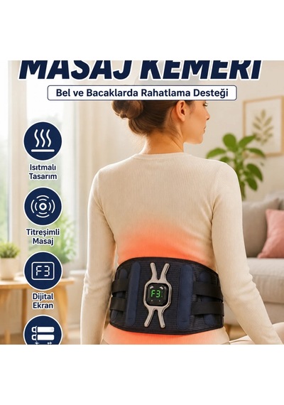 Isıtmalı Bel Ve Bacak Masaj Kemeri Vücut Destekli Rahatlatıcı Masaj Cihazı