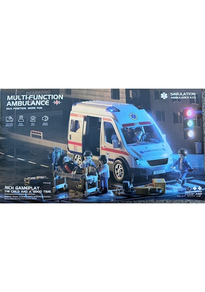 Oyuncak Ambulans Araba 5ın1 Set Metal Açılabilir Kapılar Gerçekçi Tasarım Eğitim Oyunu Beyaz - Kırmızı