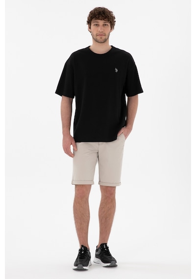 U.S. Polo Assn. Erkek Comfort Fit Bisiklet Yaka Siyah Jakarlı İnterlok Tişört 50308448-VR046