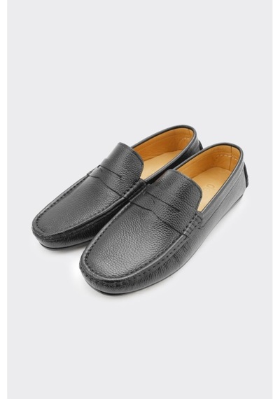 Derinet Hakiki Deri Erkek Loafer Siyah Siyah