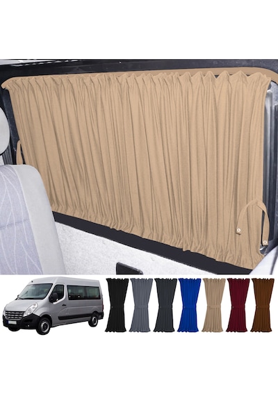 Pandami Renault Master 3. Nesil Uzun Şase 2010+ Uyumlu Krem Raylı Oto Perde Takımı