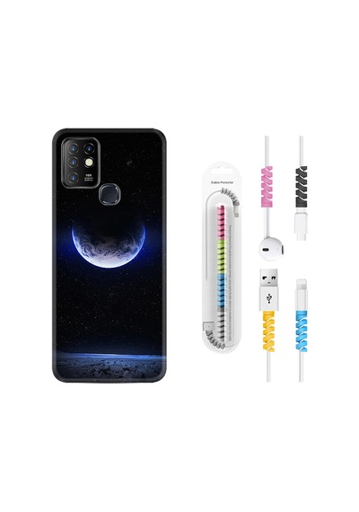 Infinix Hot 9 Kılıf Kablo Koruyuculu Midnight Moon 1802