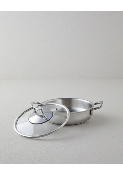 English Home Glow Çelik Cam Kapaklı Sahan 18x5 Cm Silver Silver
